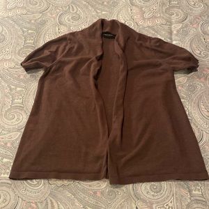 Brown short sleeve cardigan, size Large